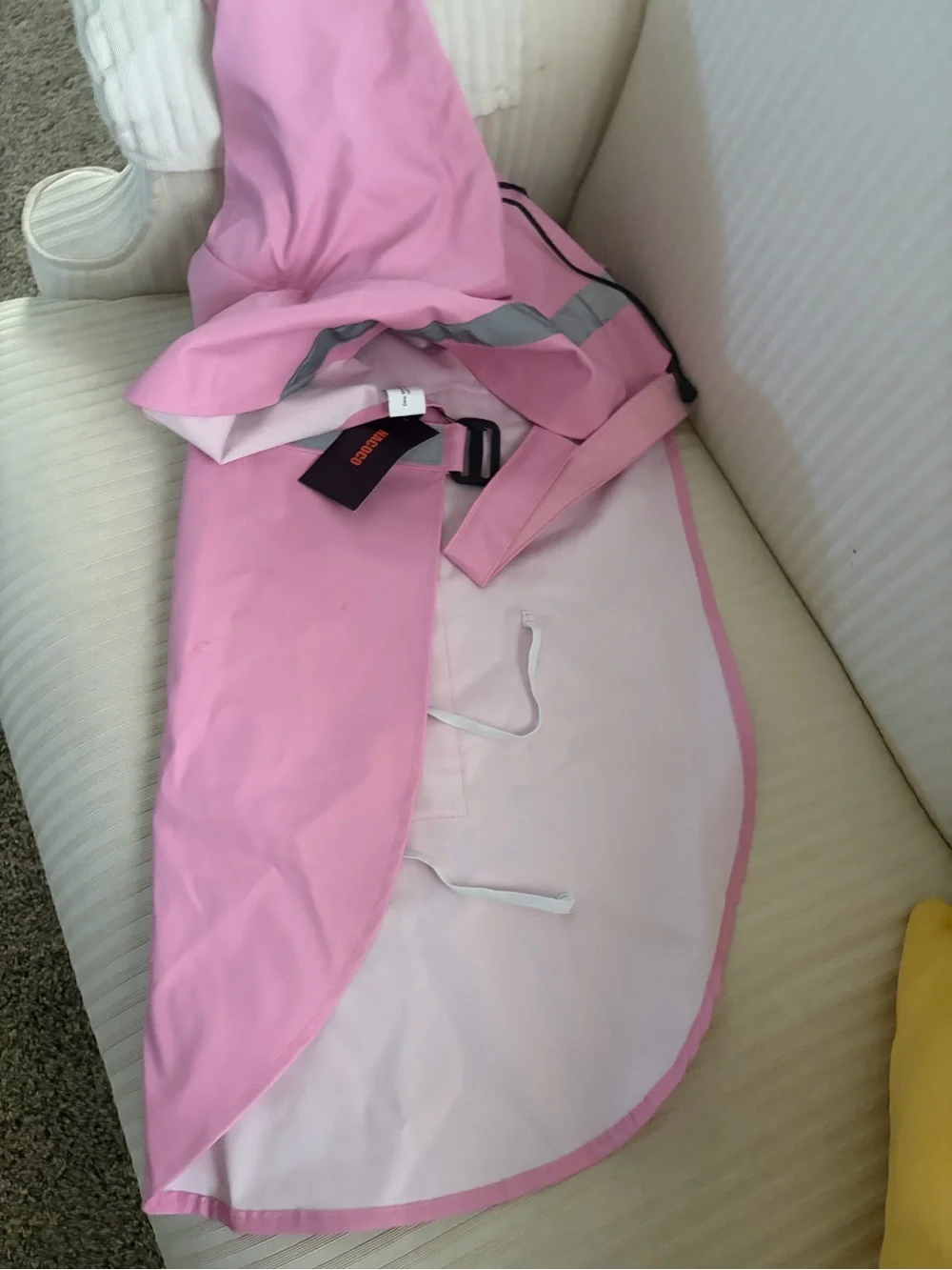 Dog Pink Hooded Raincoat with Reflective Trim